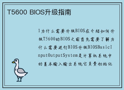 T5600 BIOS升级指南